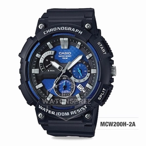 Casio Men's Standard Analog Black Resin Band Watch MCW200H-2A MCW-200H-2A
