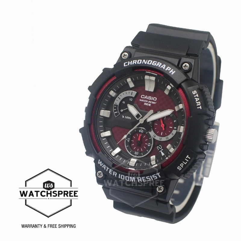 Casio Men's Standard Analog Retrograde Chronograph Black Resin Band Watch MCW200H-4A MCW-200H-4A
