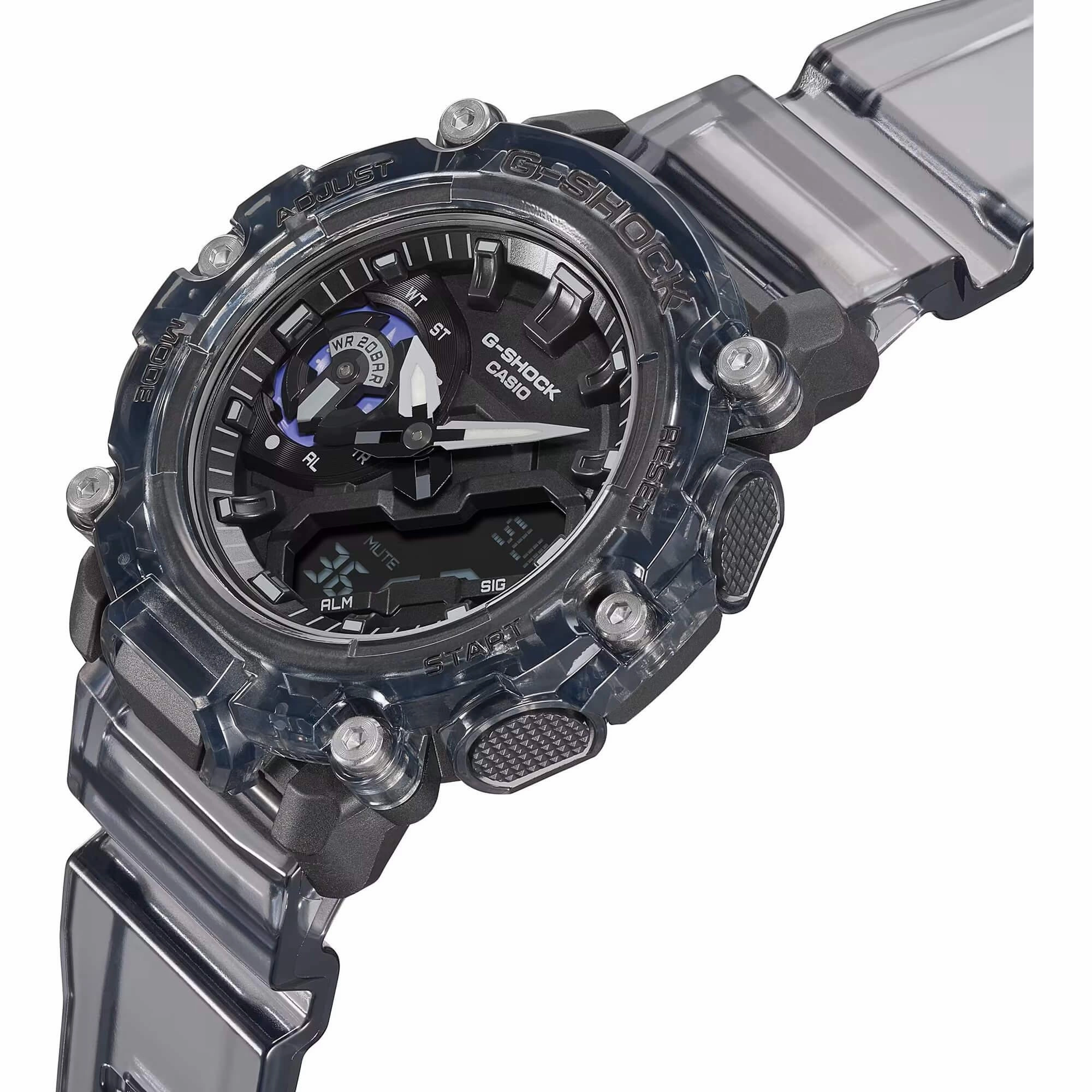 Casio Men's Watch - G-Shock Analog Digital Alarm Black Dial Resin Strap | GA2200SKL-8A
