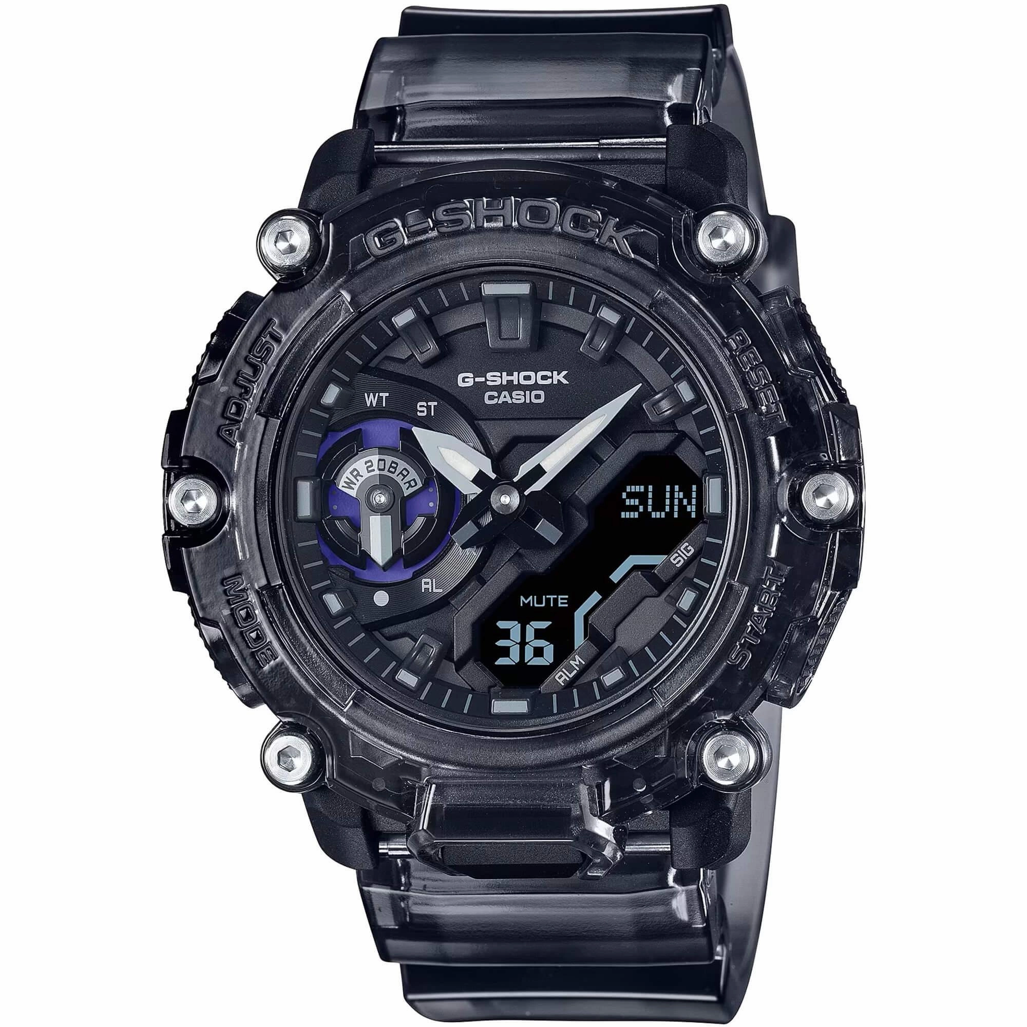 Casio Men's Watch - G-Shock Analog Digital Alarm Black Dial Resin Strap | GA2200SKL-8A