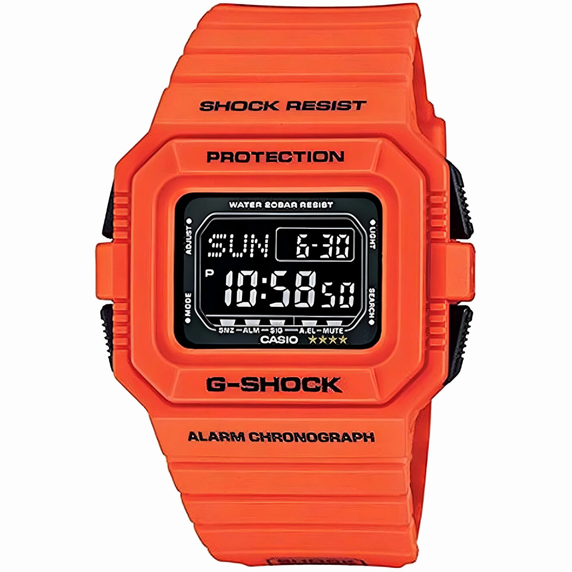 Casio Men's Watch - G-Shock Black Digi Dial Orange Strap Chronograph | DWD5500MR-4