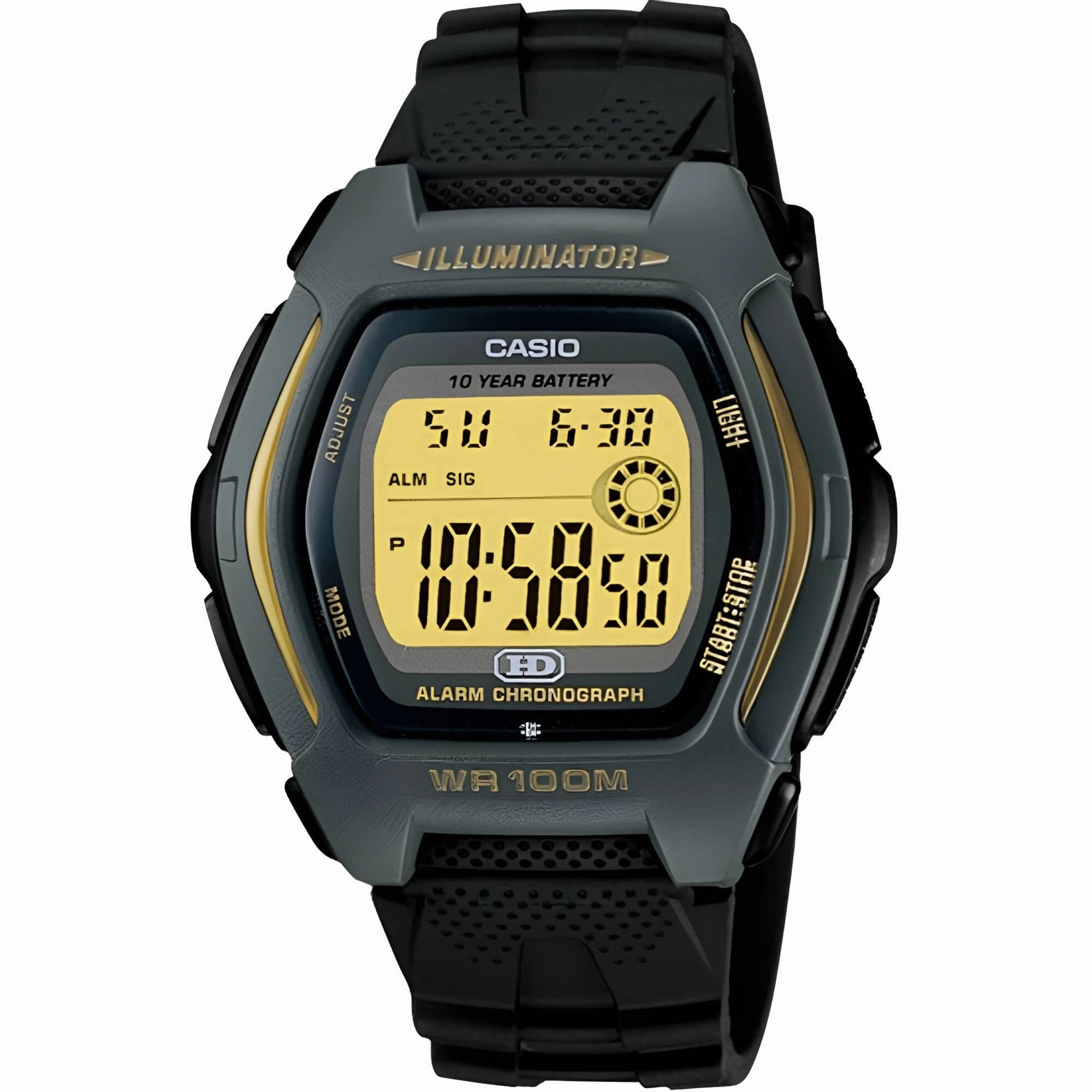Casio Men's Watch - Illuminator Yellow and Grey Digi Dial Black Strap | HDD-600G-9