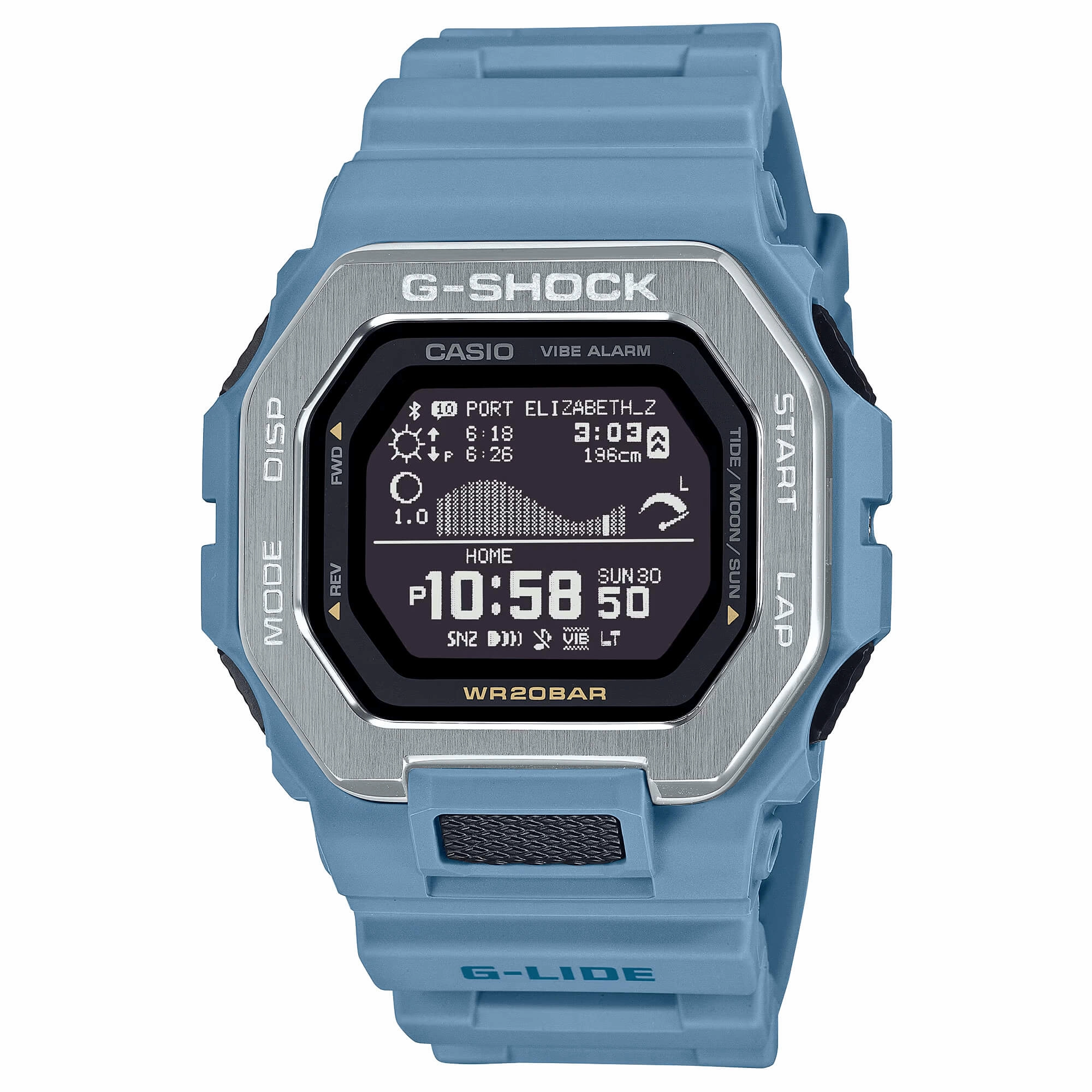 Casio Men's Watch G-Shock G-Lide World Time Blue Resin Strap Digital GBX100-2A