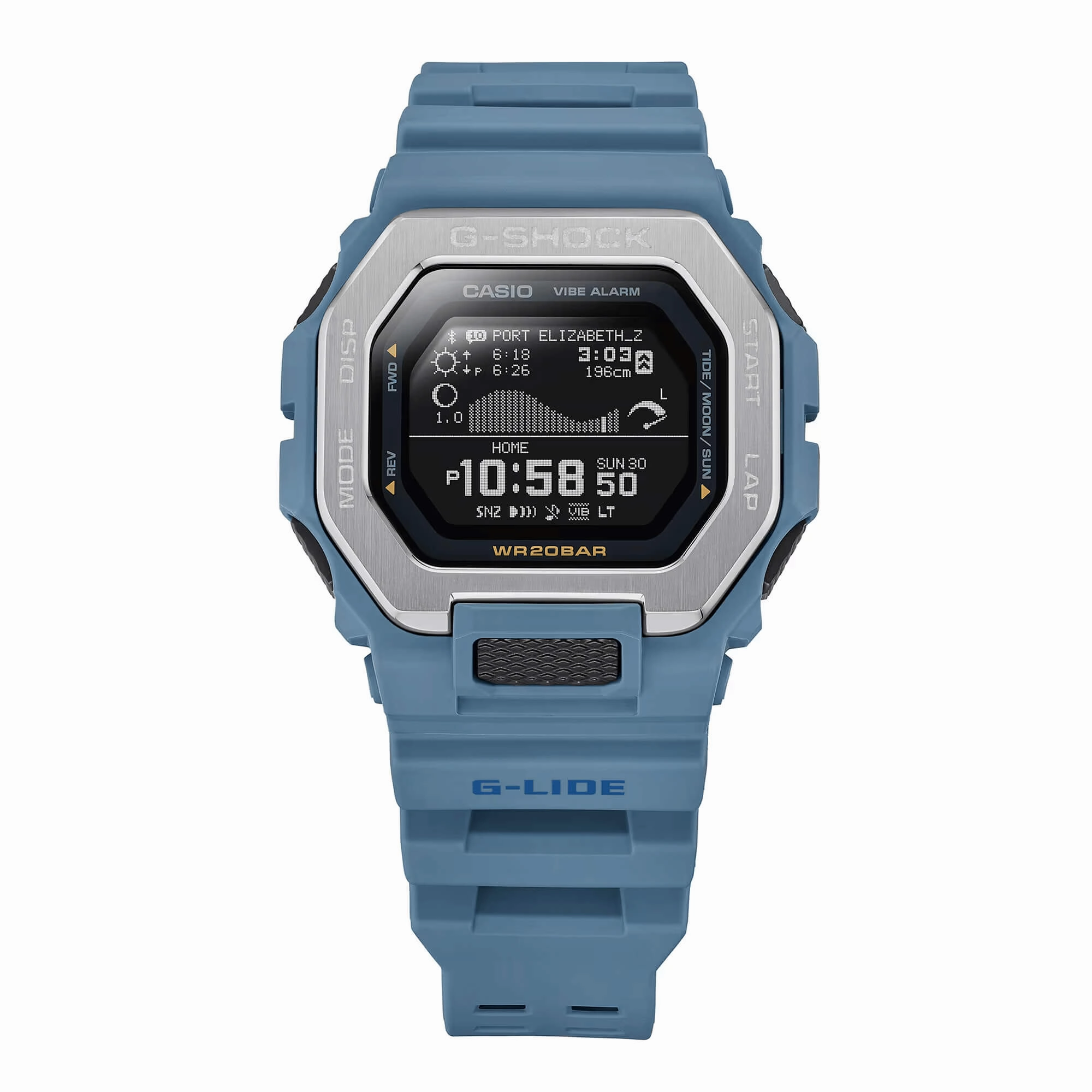 Casio Men's Watch G-Shock G-Lide World Time Blue Resin Strap Digital GBX100-2A