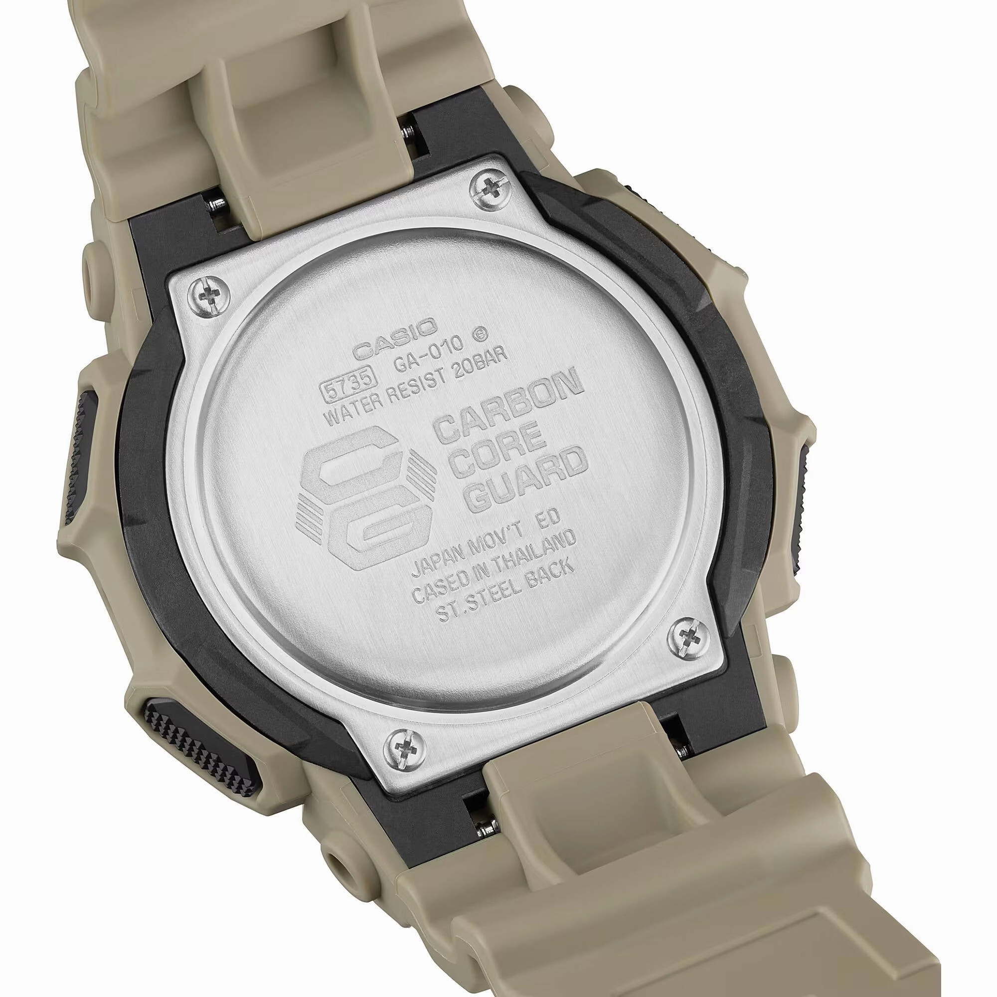Casio Men's Watch G-Shock World Time Beige Resin Strap Analog-Digital GA010-5A