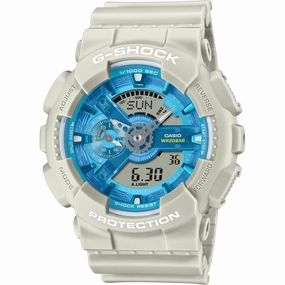 Casio Men's Watch G-Shock World Time Blue and Grey Ana-Digi Dial GA-110AS-5ACR