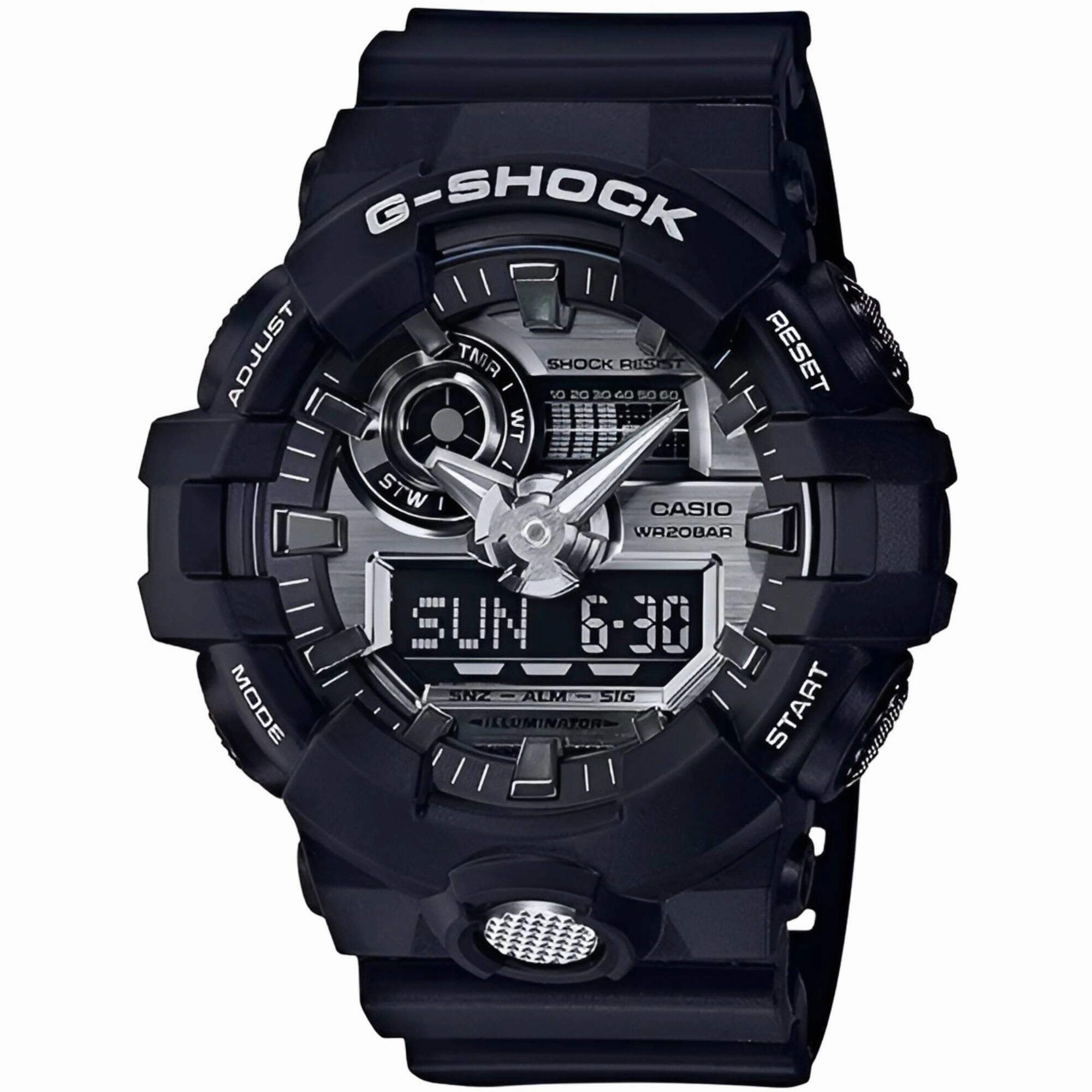 Casio Mens Watch - G-Shock World Time Black Resin Strap Analog-Digital | GA-710-1A