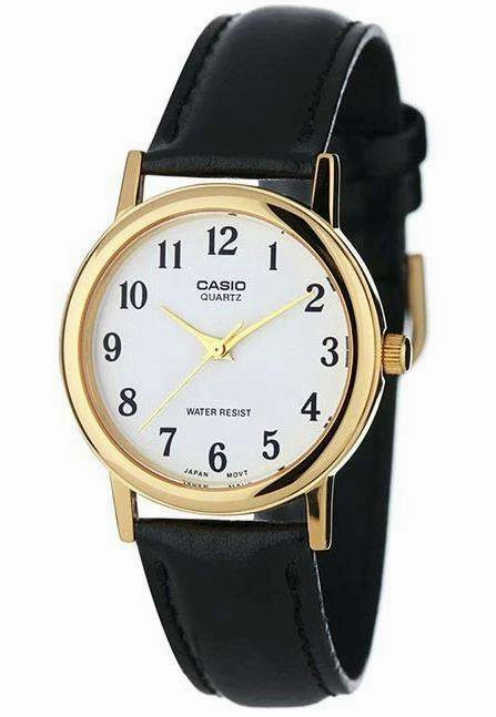 Casio MTP-1095Q-7BD Black Leather Strap Watch for Men and Women