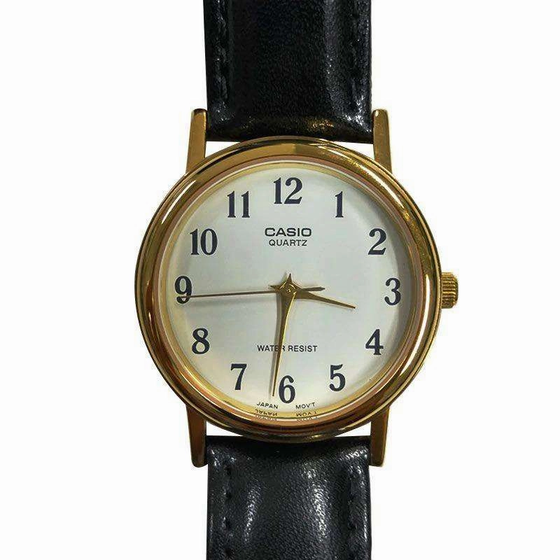 Casio MTP-1095Q-7BD Black Leather Strap Watch for Men and Women