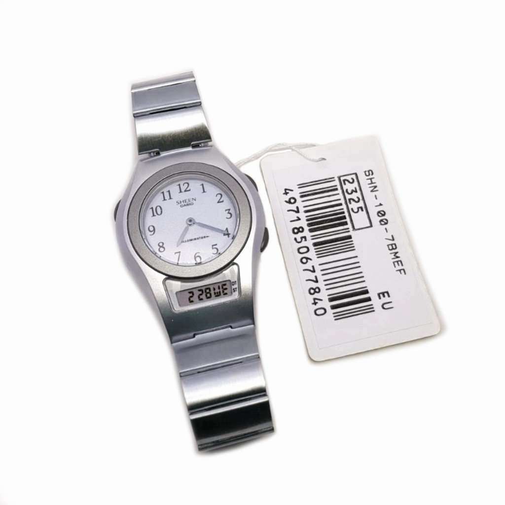 Casio SHN-100-7B Digital/Analog Silver Resin Strap Watch for Women