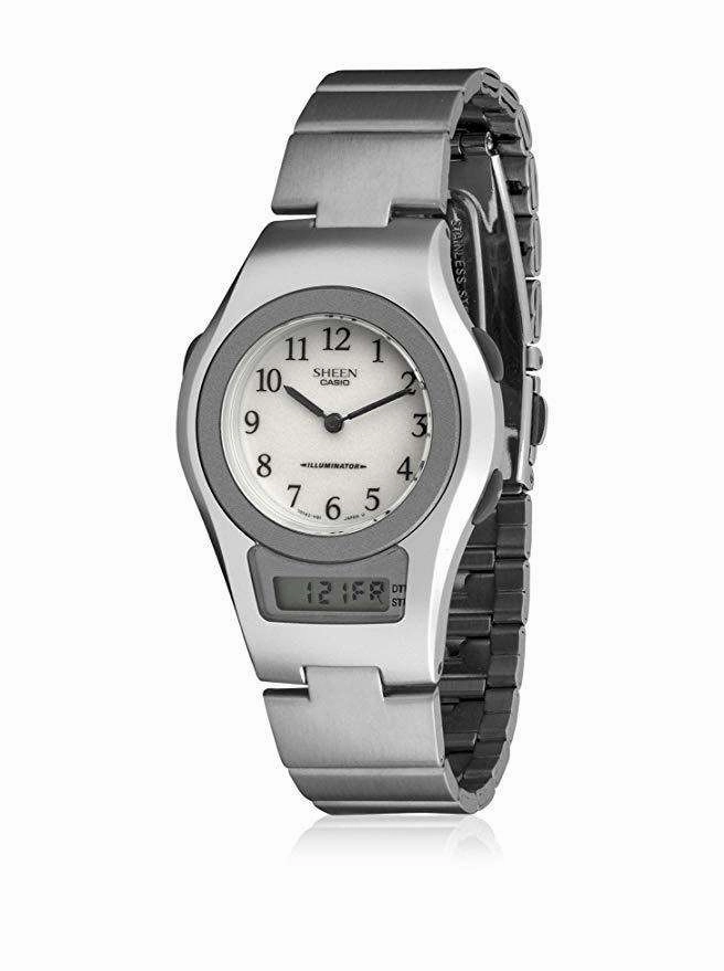 Casio SHN-100-7B Digital/Analog Silver Resin Strap Watch for Women