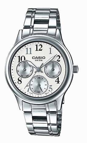 Casio Standard Analog Ladies Stainless Steel Band Watch LTPE306D-7B