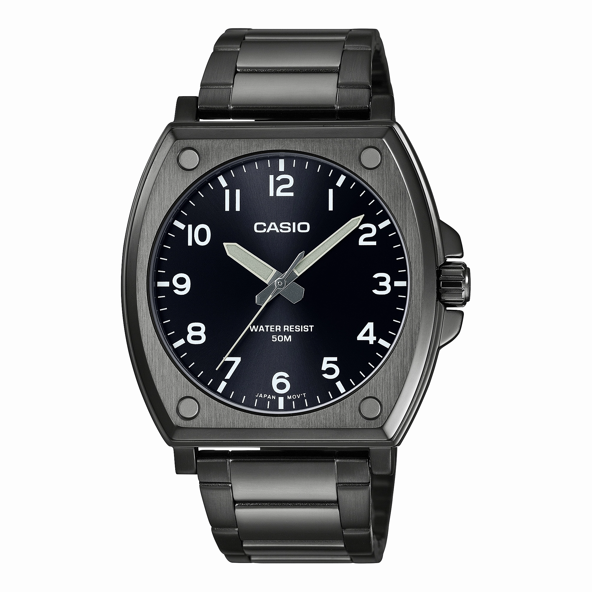 Casio Standard Analogue Black Dial Stainless Steel Watch MTPE730B-1A