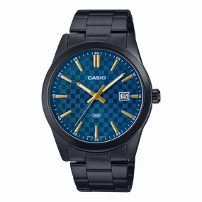 Casio Standard Black Stainless Steel Blue Dial Watch MTPVD03B-2A