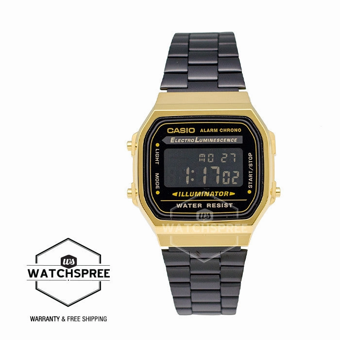Casio Standard Digital Black Stainless Steel Band Watch A168WEGB-1B