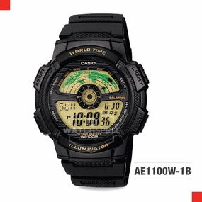 Casio Standard Digital Sporty Design Black Resin Band Watch AE1100W-1B