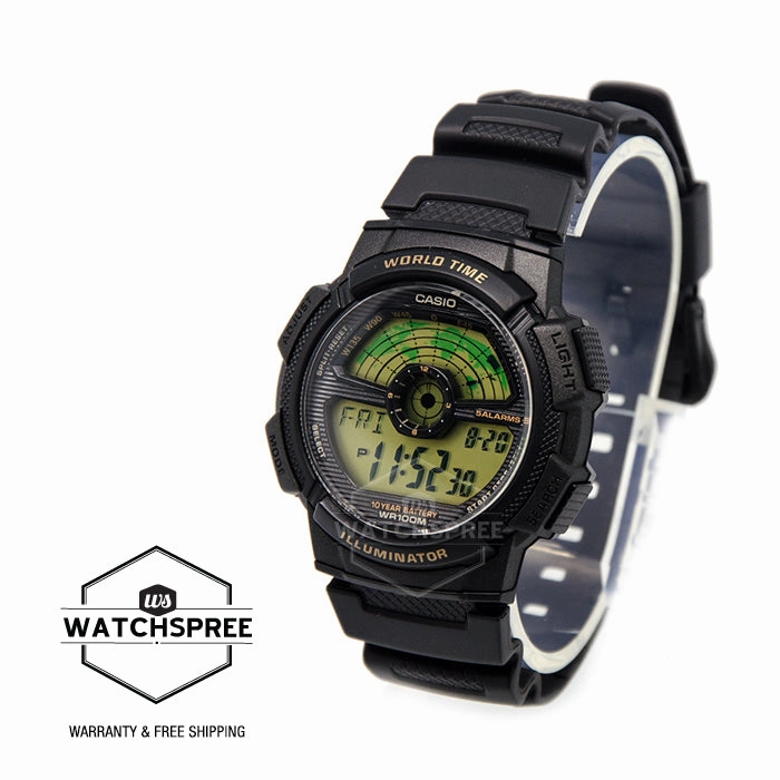 Casio Standard Digital Sporty Design Black Resin Band Watch AE1100W-1B