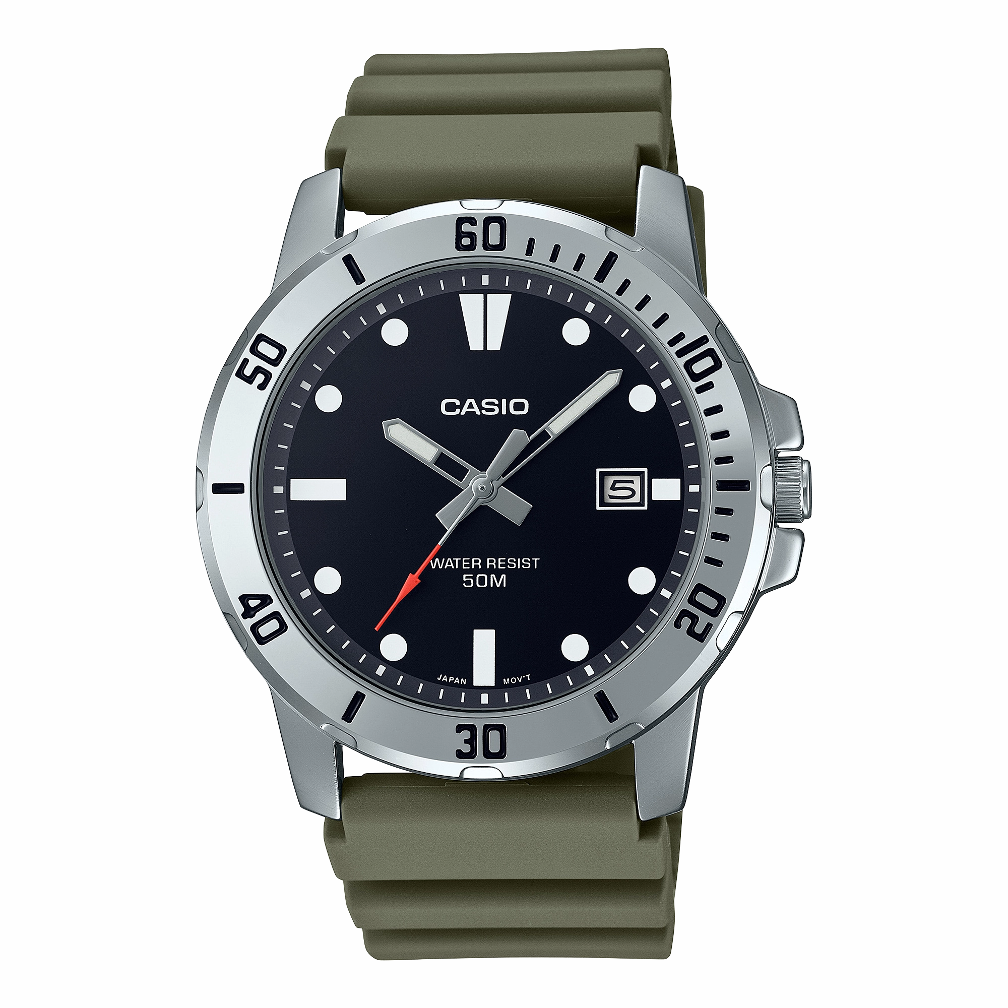 Casio Standard Green Resin Band Watch MTPVD01-3E