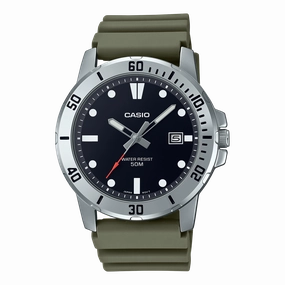 Casio Standard Green Resin Band Watch MTPVD01-3E