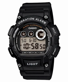Casio Super Illuminator Black Resin Band Watch W735H-1A