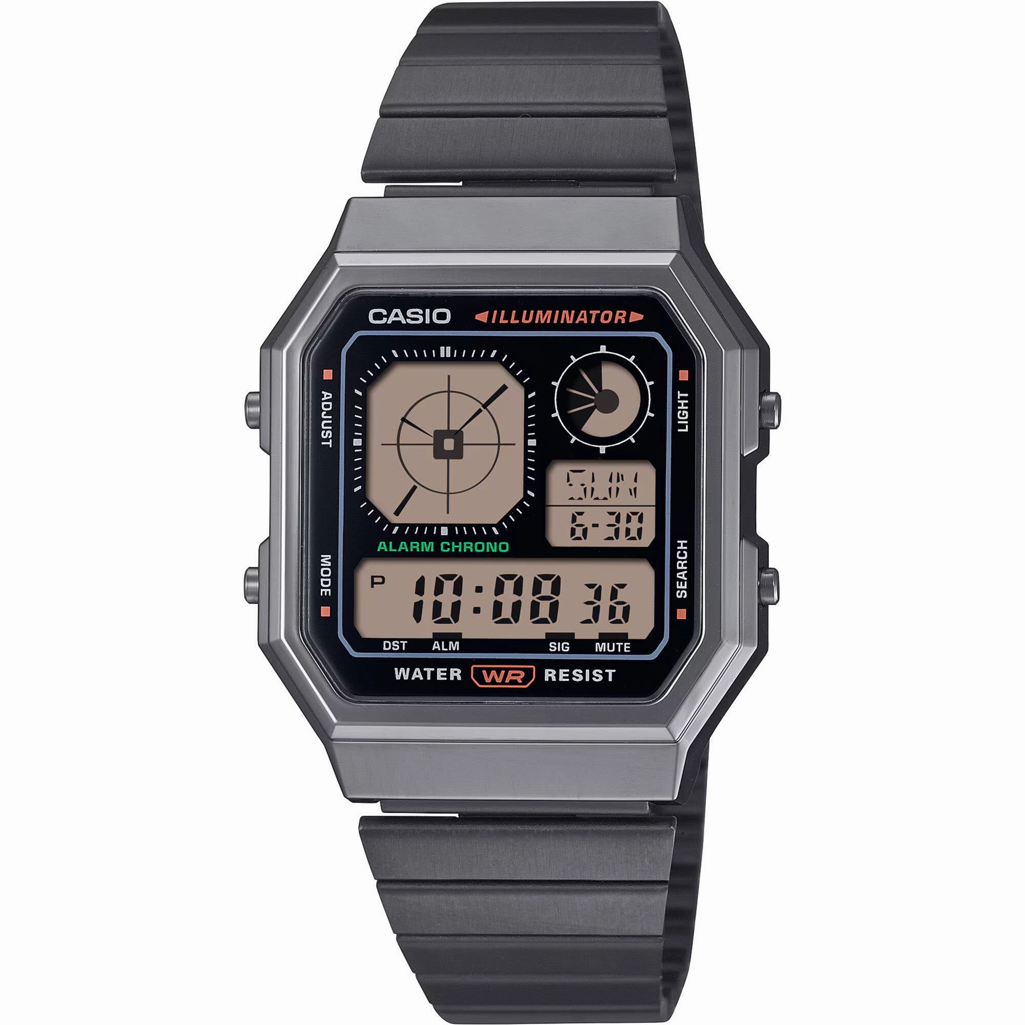 Casio Unisex Watch World Time Black and Beige Digi Dial Bracelet A130WEGG-1ACF