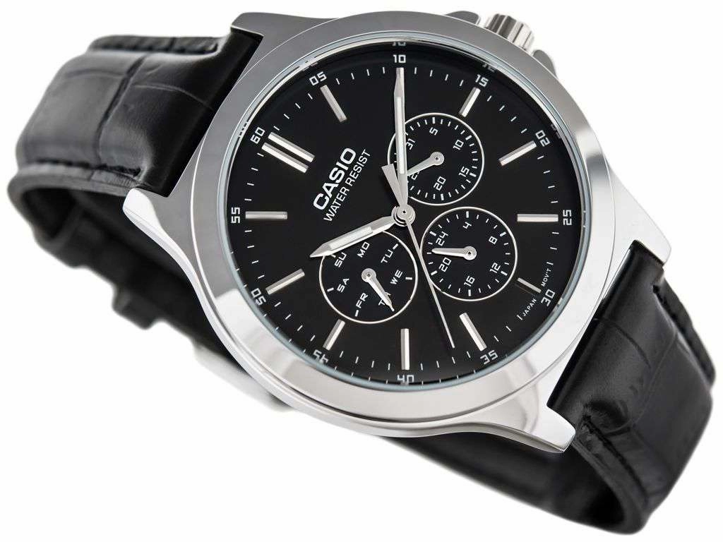 Casio Vintage MTP-V300L-1A Black Leather Watch for Men