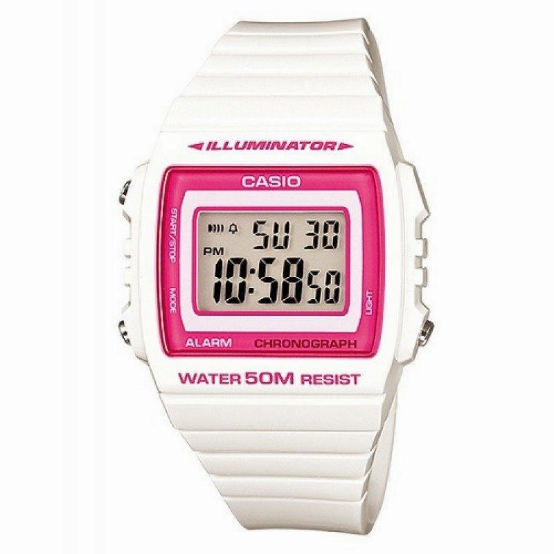 Casio W-215H-7A2 White Resin Strap Watch for Men and Women