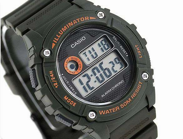 Casio W-216H-3B Green Resin Digital Watch for Men