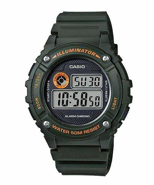 Casio W-216H-3B Green Resin Digital Watch for Men