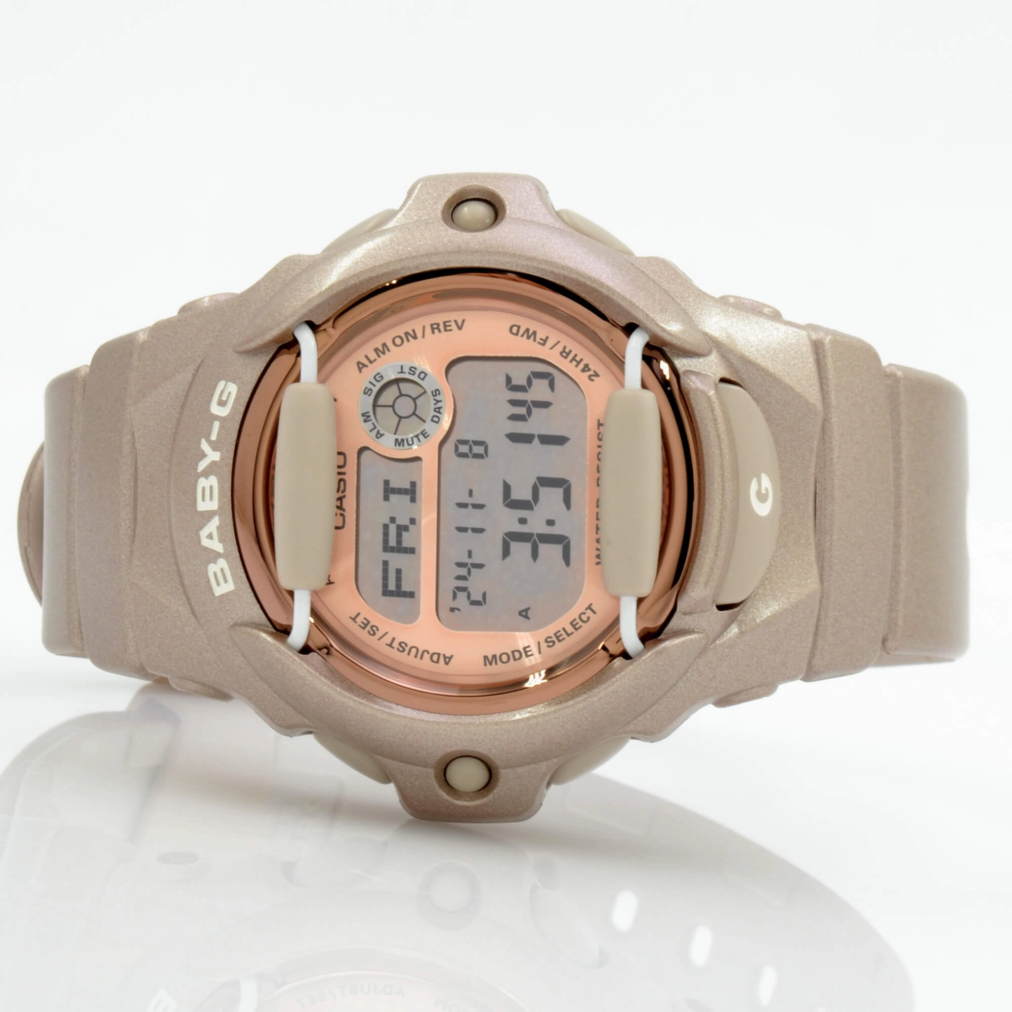 Casio Women's Alarm Quartz Baby-G Grey Dial Pink Resin Strap Digital Watch | BG169G-4