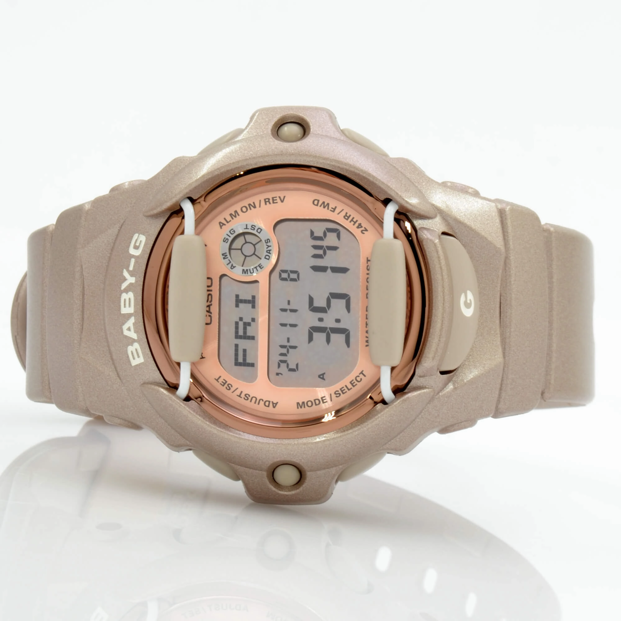 Casio Women's Alarm Quartz Baby-G Grey Dial Pink Resin Strap Digital Watch | BG169G-4