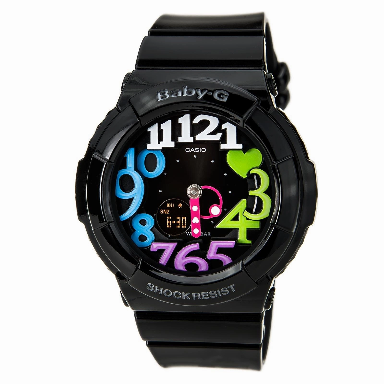Casio Women's Baby G Ana-Digi Black Dial Black Resin Strap Alarm Watch | BGA131-1B2