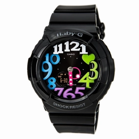 Casio Women's Baby G Ana-Digi Black Dial Black Resin Strap Alarm Watch | BGA131-1B2