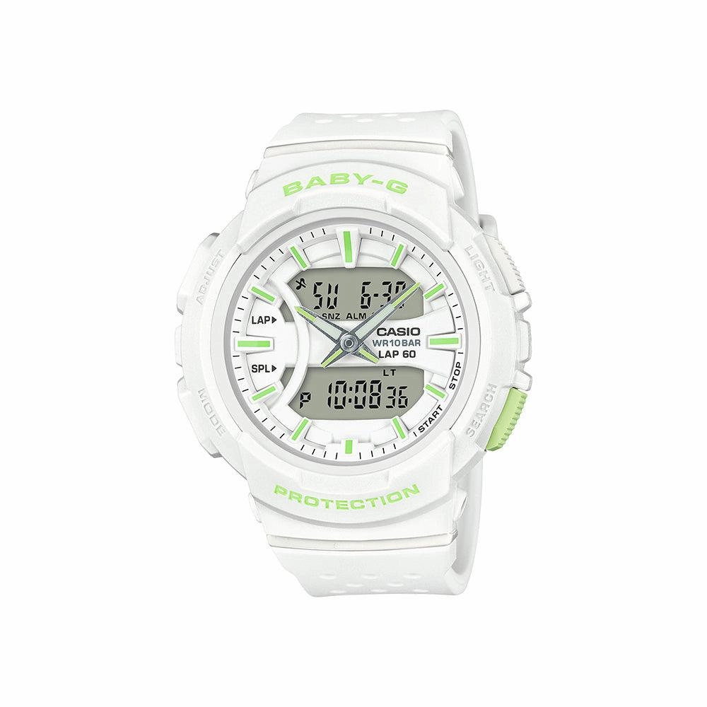 Casio Women's Quartz Watch - Baby-G Alarm Ana-Digi Dial White Resin Strap | BGA240-7A2