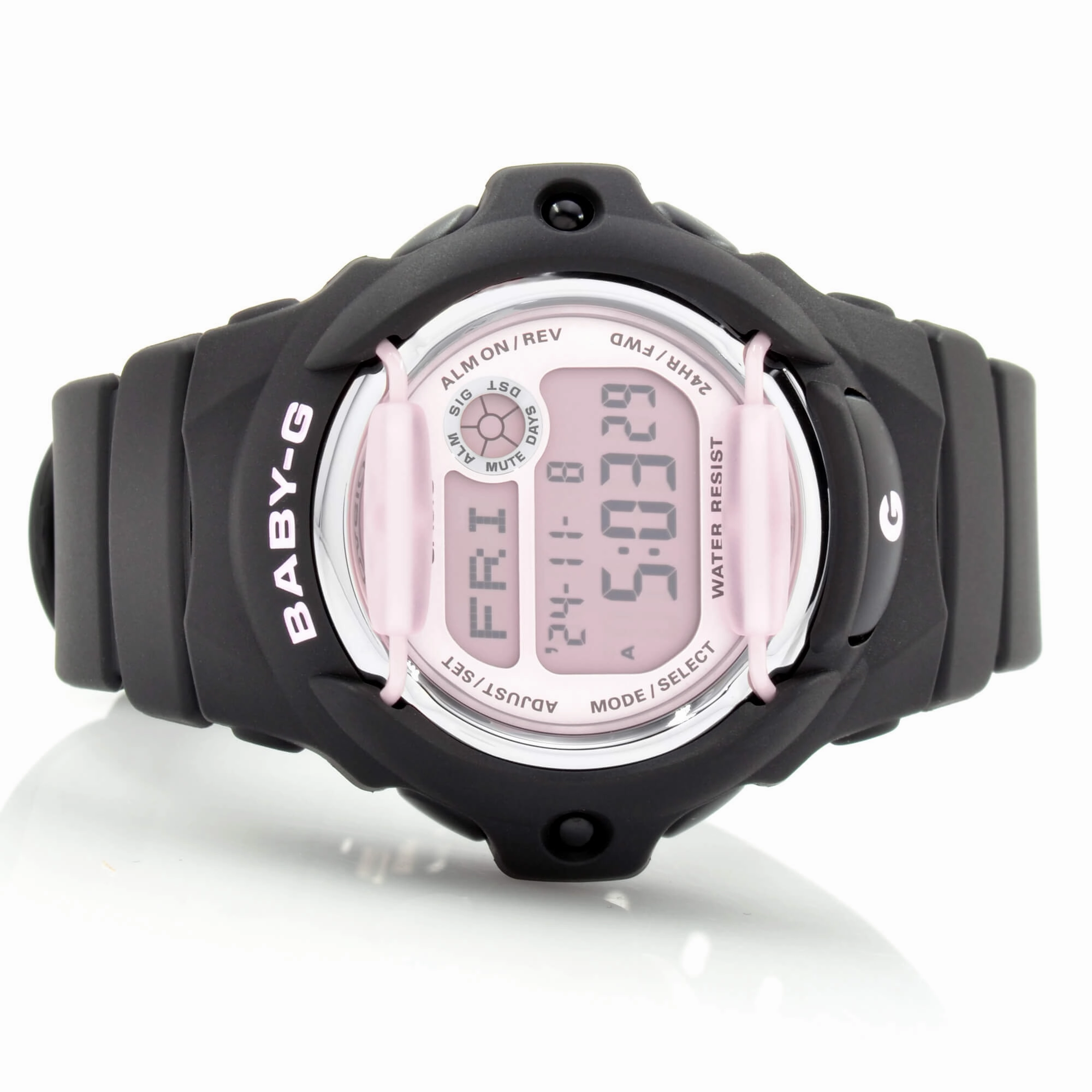 Casio Women's Quartz Watch - Baby-G Alarm Pink Digital Dial Black Strap | BG169M-1