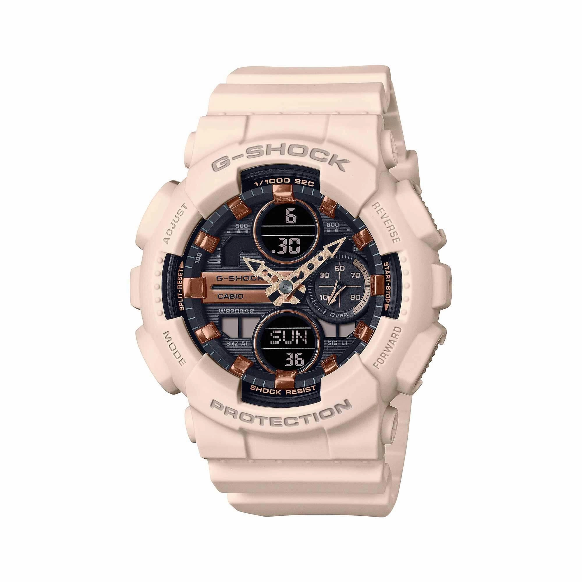 Casio Women's Watch - G-Shock Ana-Digi Black Dial Pink Resin Strap | GMAS140M-4A