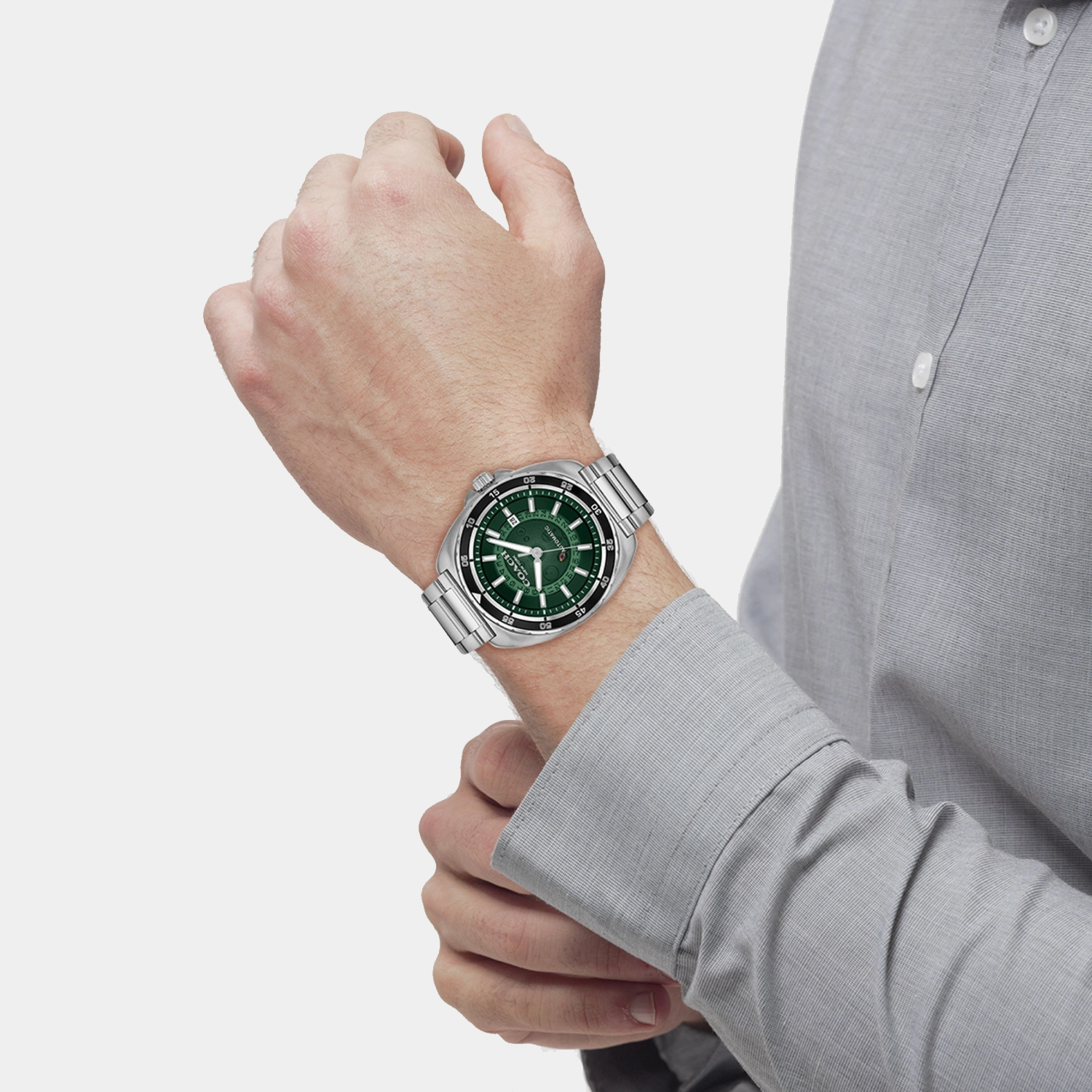 Charter Men Automatic Green Dial Analog Stainless Steel Watch 14602713