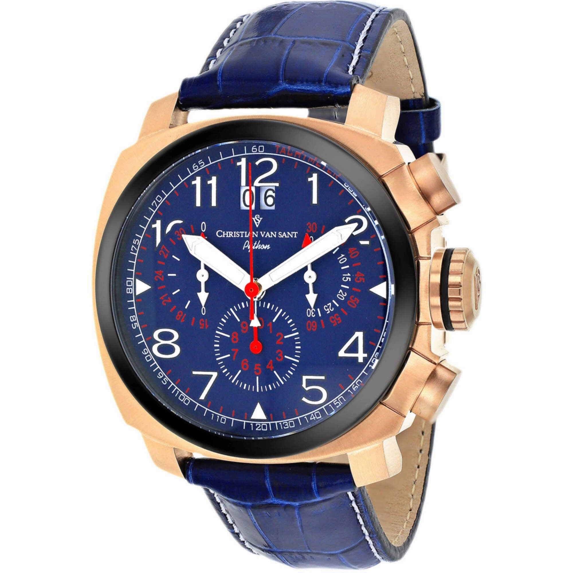 Christian Van Sant Men's Watch - Grand Python Quartz Blue Leather Strap | CV3AU5