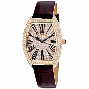 Christian Van Sant Women's Watch - Chic Quartz Rose Gold Dial Maroon Strap | CV4843