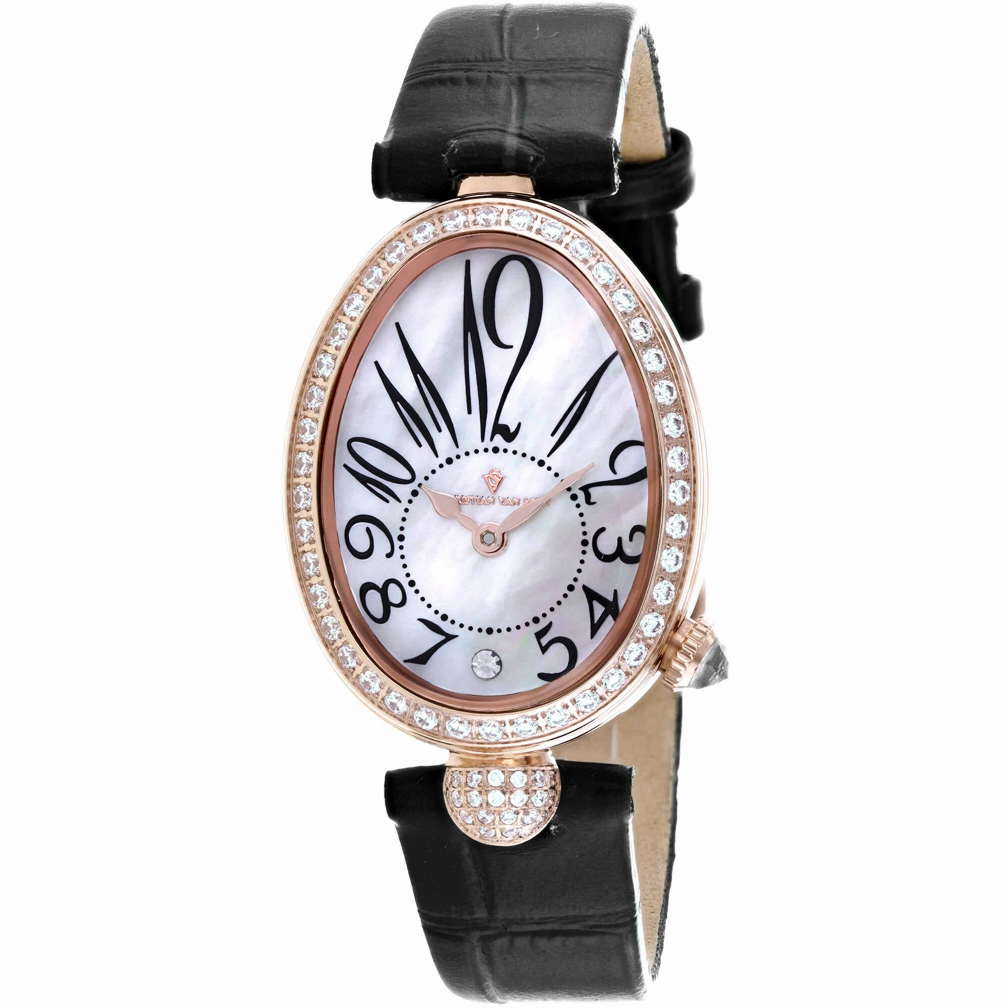 Christian Van Sant Women's Watch - Florentine Quartz Black Leather Strap | CV4294