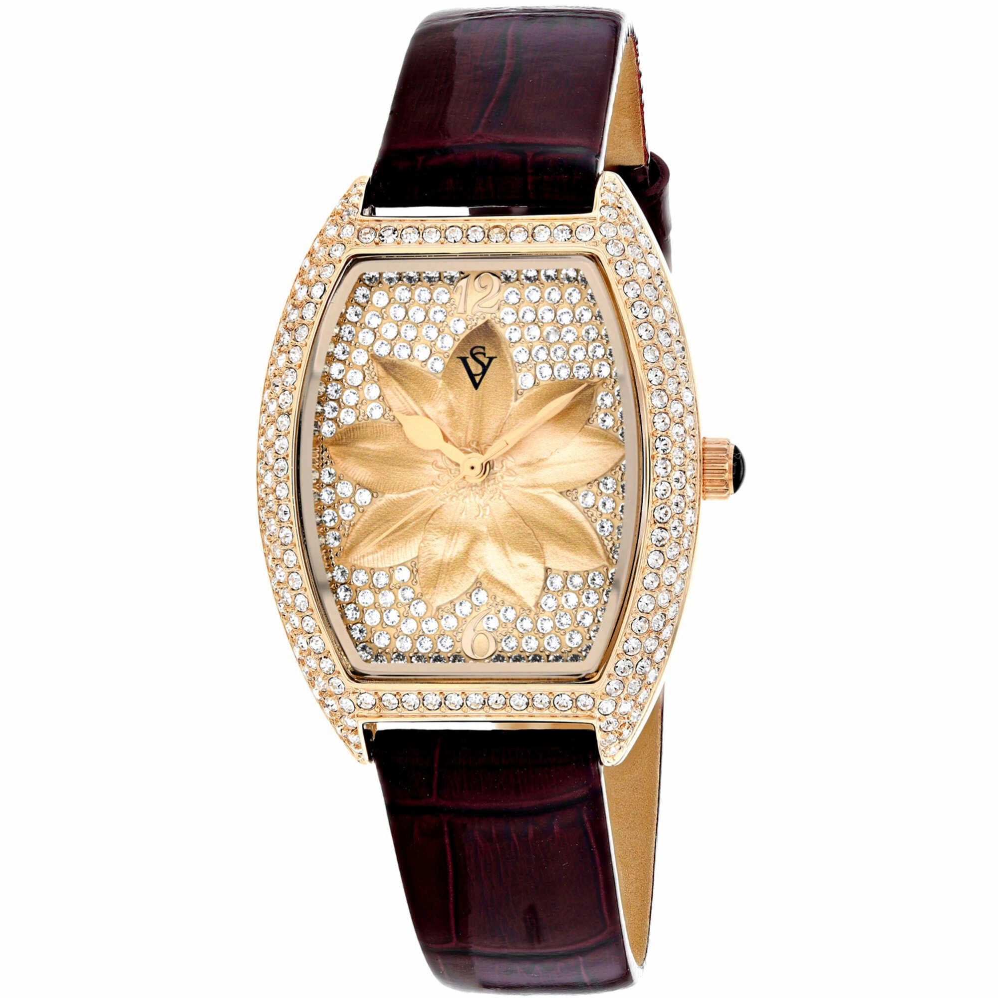 Christian Van Sant Women's Watch - Lotus Quartz Brown Dial Leather Strap | CV4857
