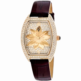 Christian Van Sant Women's Watch - Lotus Quartz Brown Dial Leather Strap | CV4857
