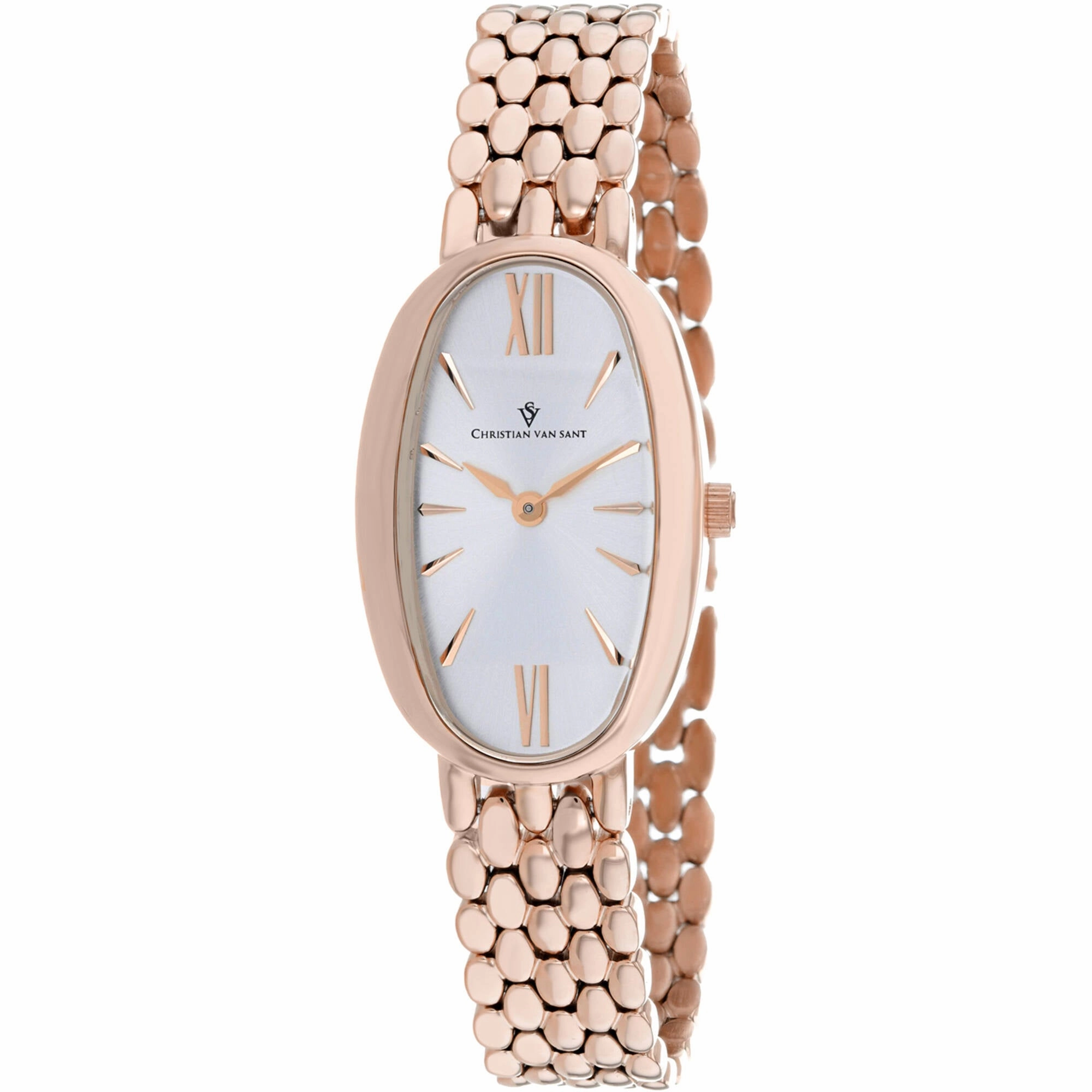 Christian Van Sant Women's Watch - Lucia Silver Dial Rose Gold Bracelet | CV1815
