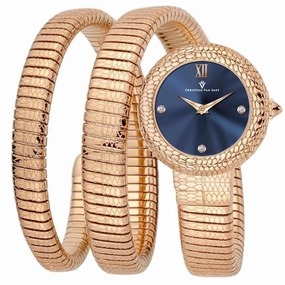 Christian Van Sant Women's Watch - Naga Quartz Blue Dial Rose Gold Band | CV0892