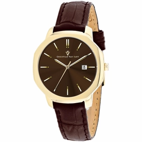 Christian Van Sant Women's Watch - Octave Slim Quartz Brown Dial Strap | CV0507