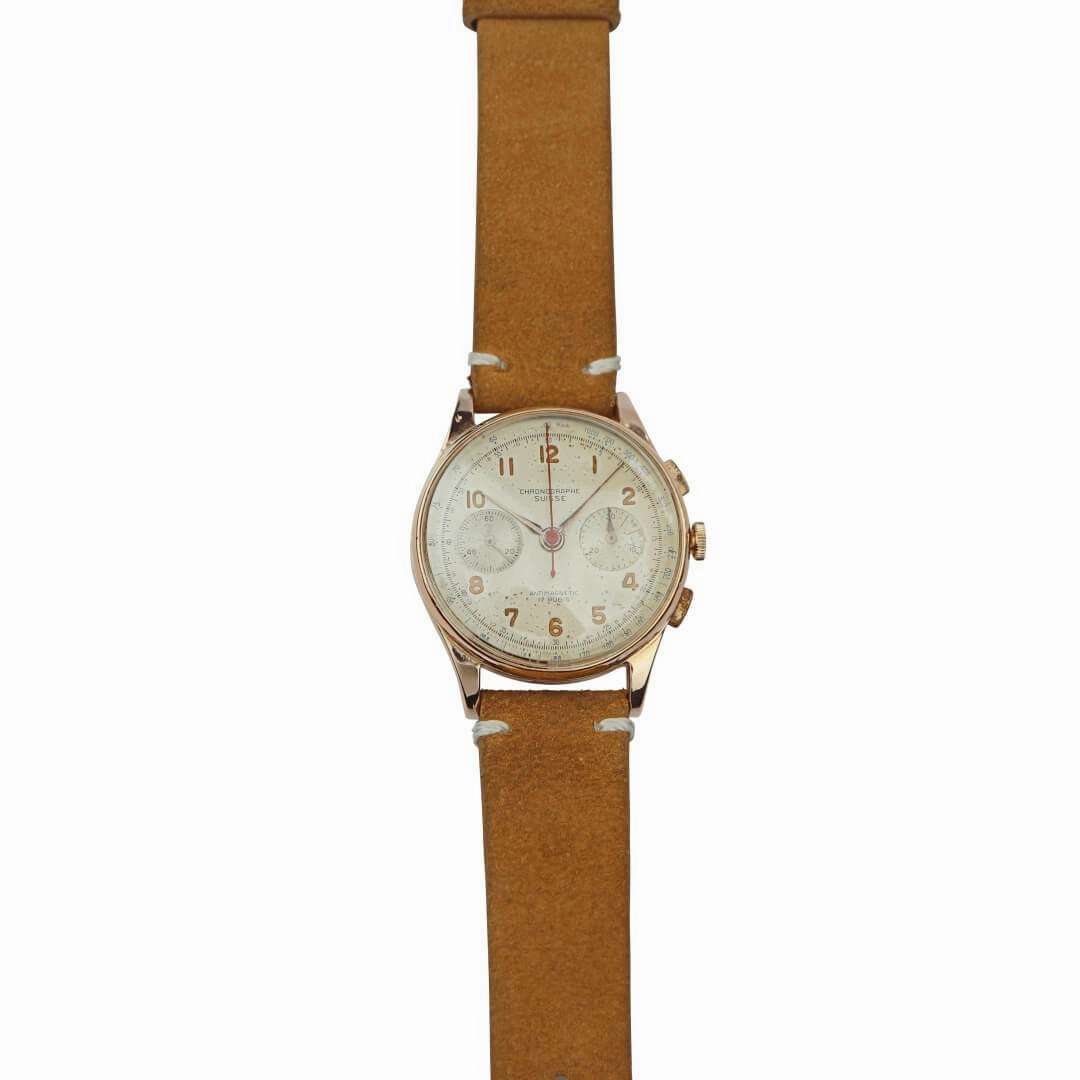 Chronographe Suisse 18k Gold Men's Vintage Watch