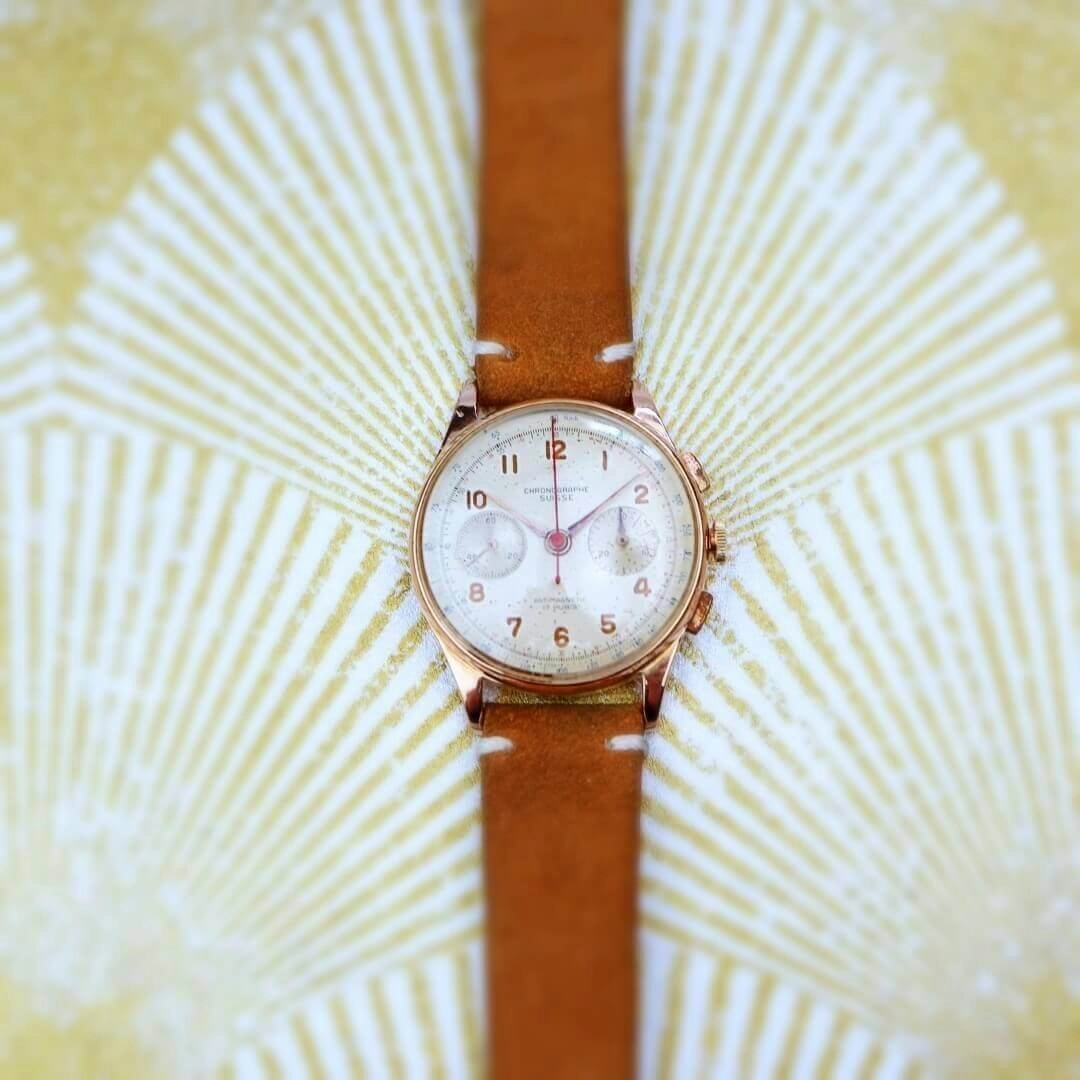 Chronographe Suisse 18k Gold Men's Vintage Watch