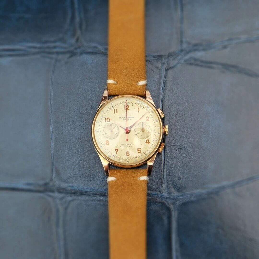 Chronographe Suisse 18k Gold Men's Vintage Watch