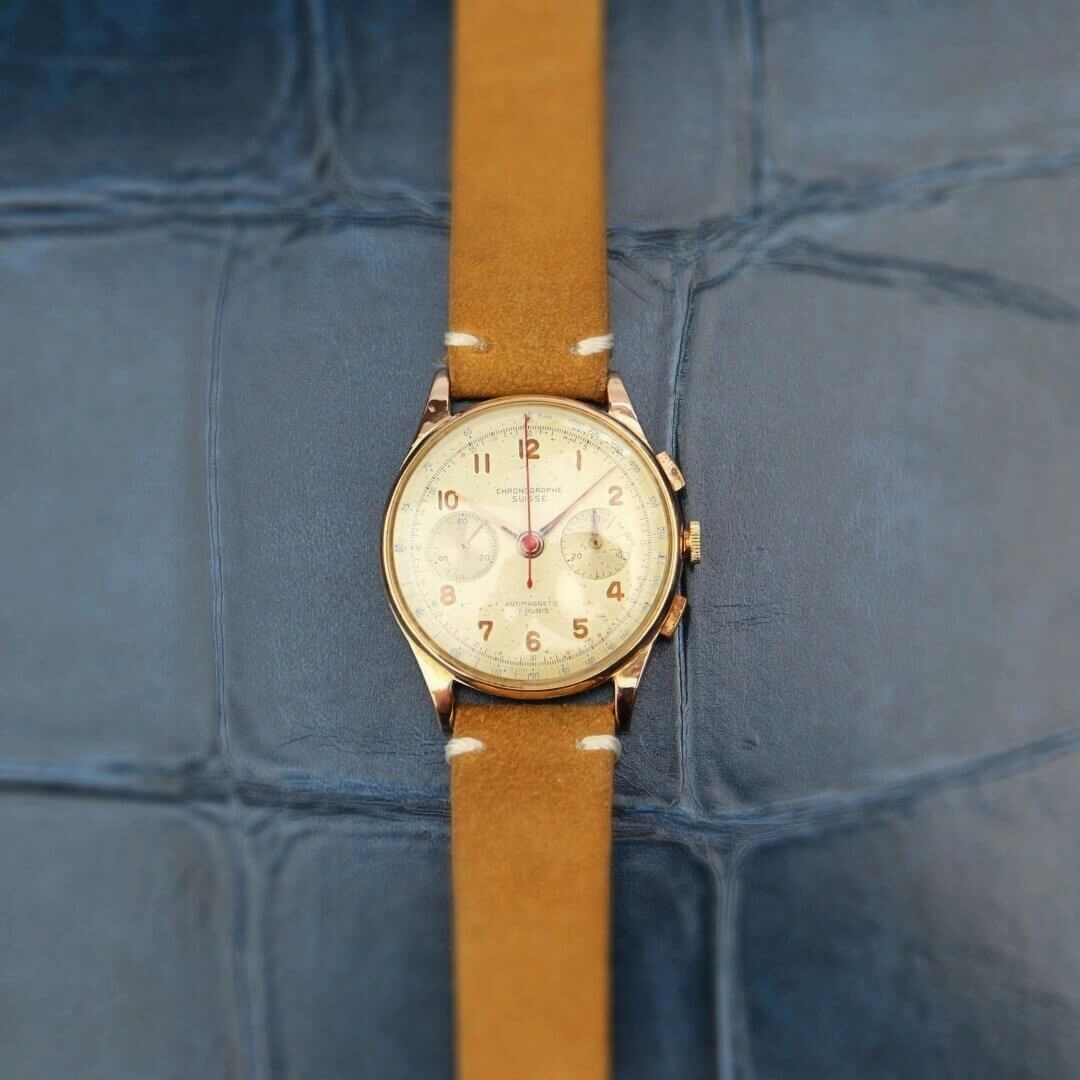 Chronographe Suisse 18k Gold Men's Vintage Watch