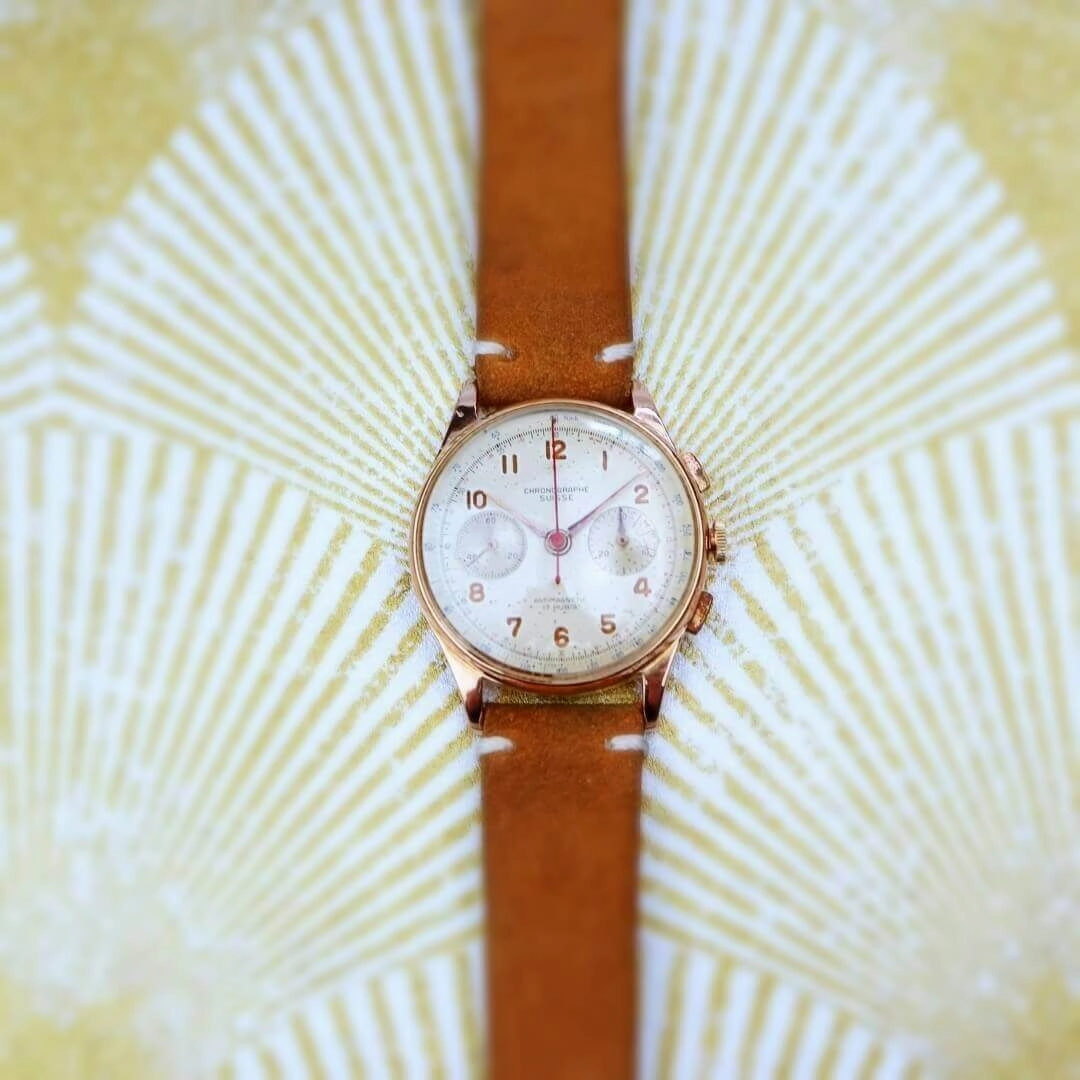 Chronographe Suisse 18k Gold Men's Vintage Watch